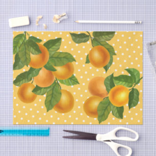 Fresh citrus oranges rustic watercolor dot pattern tissue paper