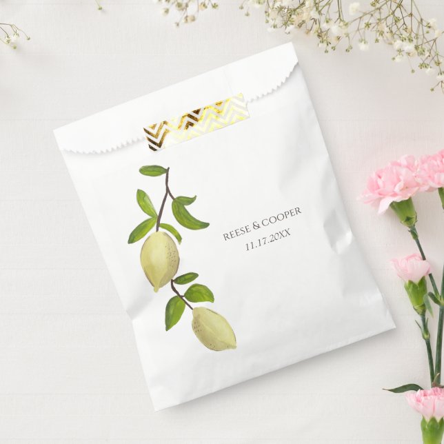 Fresh Citrus Painted Lemons Modern Mediterranean Favor Bag (Sealed)