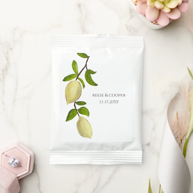 Fresh Citrus Painted Lemons Modern Mediterranean Lemonade Drink Mix (Wedding)