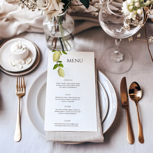 Fresh Citrus Painted Lemons Modern Mediterranean Menu (Creator Uploaded)