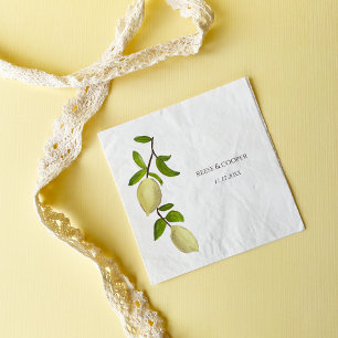 Fresh Citrus Painted Lemons Modern Mediterranean Napkins