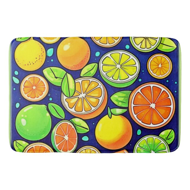 Fresh Citrus Slice Pattern Bath Mat (Front)