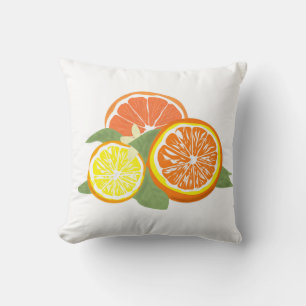 Fresh Citrus Slices Orange Lemon Throw Pillow