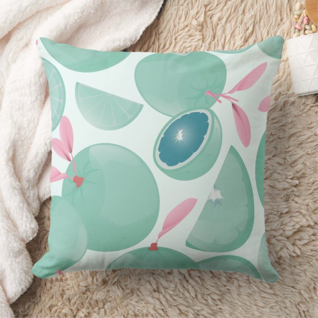 Fresh Citrus Slices Pattern Throw Pillow (Blanket)