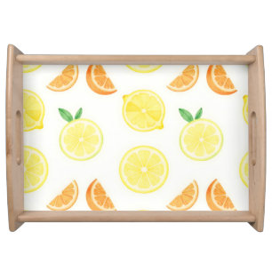 Fresh Citrus Slices Seamless Pattern Serving Tray
