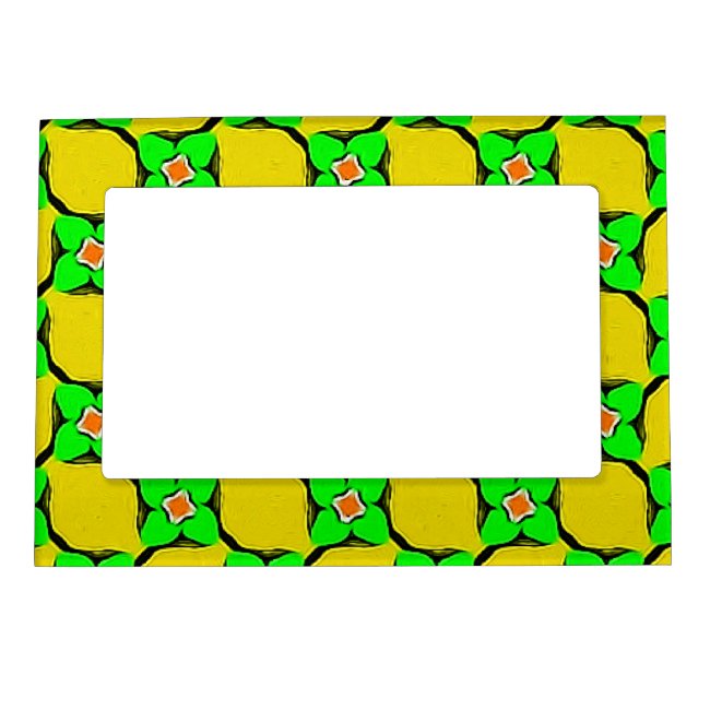 Fresh Citrus Yellow Lemon Garden Pattern Magnetic Frame