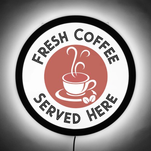 Fresh Coffee Served Here Cafe LED Sign