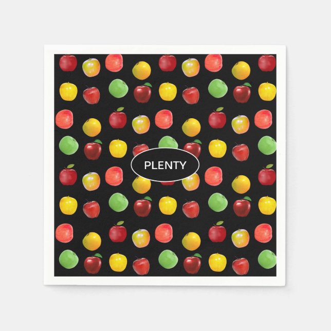 Fresh Colorful Apples on Black Napkins (Front)