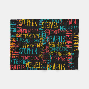 Fresh Colorful Cute Personalized Custom Name Fleece Blanket