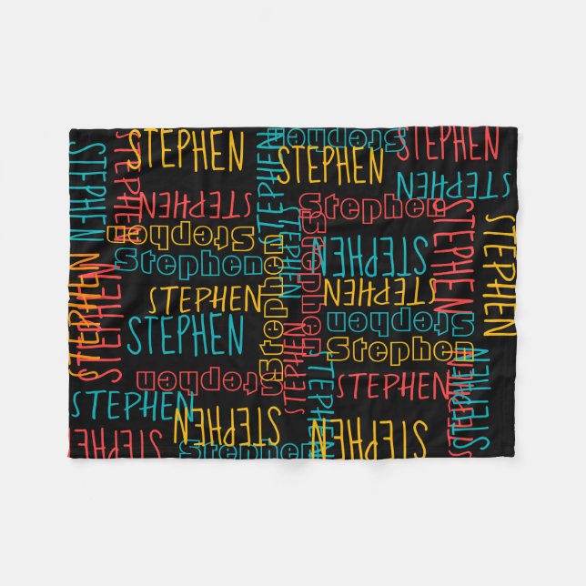 Fresh Colorful Cute Personalized Custom Name Fleece Blanket (Front (Horizontal))