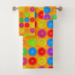 Fresh Colorful Orange Slices Bath Towel Set