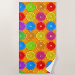 Fresh Colorful Orange Slices Beach Towel