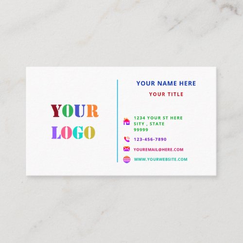 Fresh Colorful Personalized Professional Logo Info Business Card
