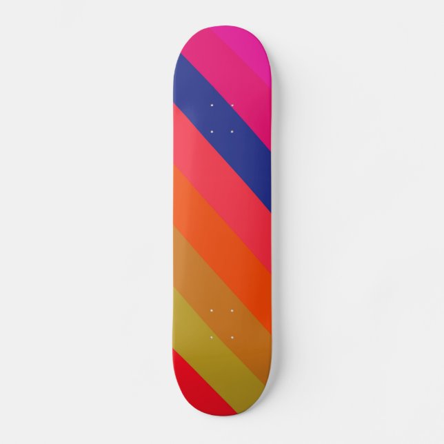Fresh Colorful Retro Stripes - Skateboard (Front)