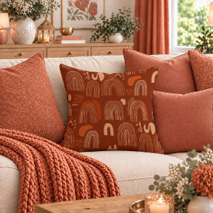 Fresh Copper Terracotta Rainbow Art Pillow