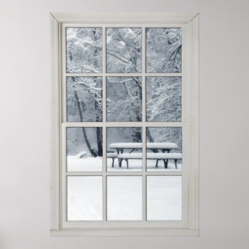 Fresh Country Snow Window with a View Poster