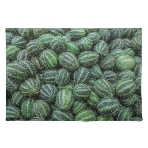 Fresh Cucamelon Green Striped Mexican Fruit Cloth Placemat