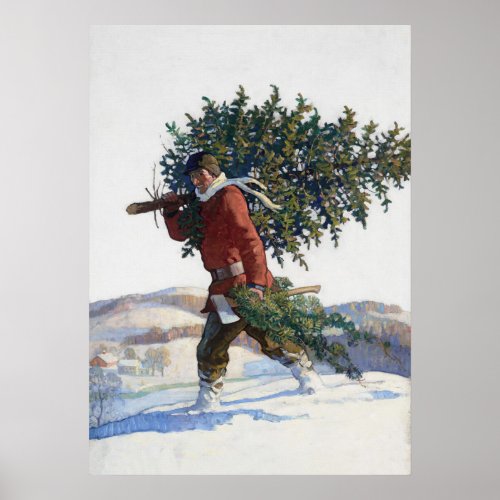 Fresh Cut Christmas Tree Vintage Poster
