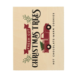Fresh Cut Christmas Trees Wood Wall Art