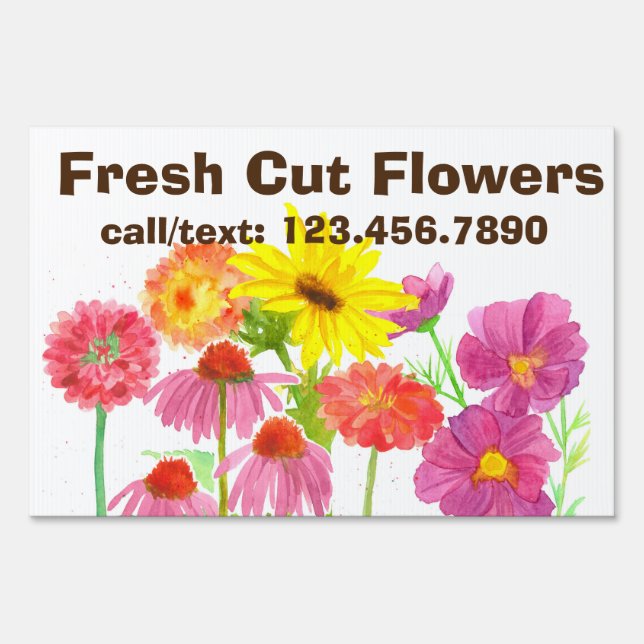 Fresh Cut Flowers Farm Stand Road Sign (Front)