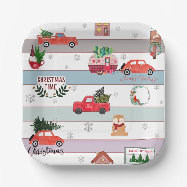 Fresh Cut pines  Paper Plates (Front)
