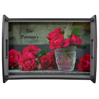 Fresh-Cut Red Roses Serving Tray
