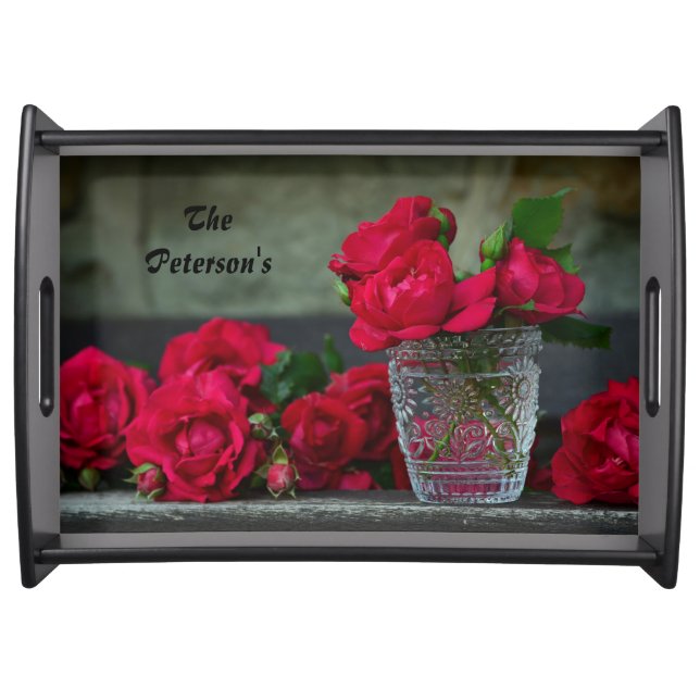 Fresh-Cut Red Roses Serving Tray (Front)