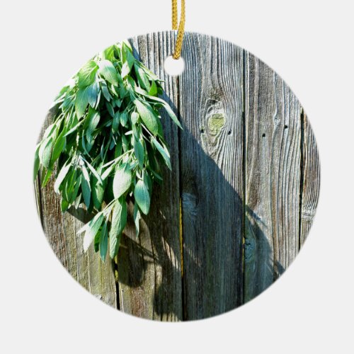 Fresh_cut Sage Barn_wood Ceramic Ornament