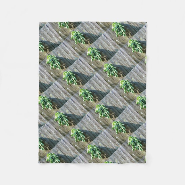 Fresh-cut Sage Barn-wood Fleece Blanket (Front)
