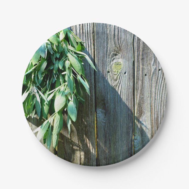 Fresh-cut Sage Barn-wood Paper Plates (Front)