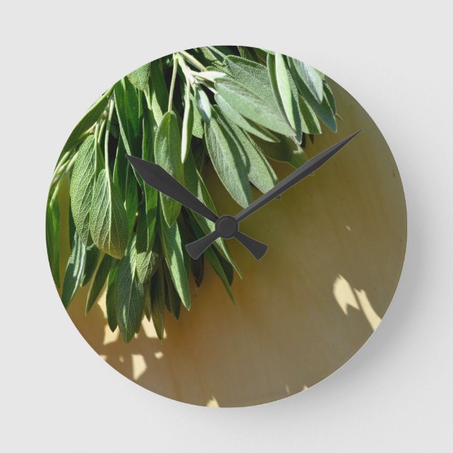 Fresh-cut Sage Round Clock (Front)