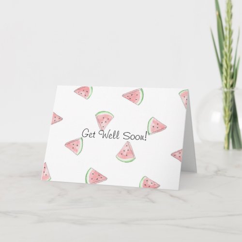 Fresh cute painted watermelon get well soon card