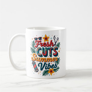 Fresh Cuts Summer Vibe Personalized Barber Shop Coffee Mug