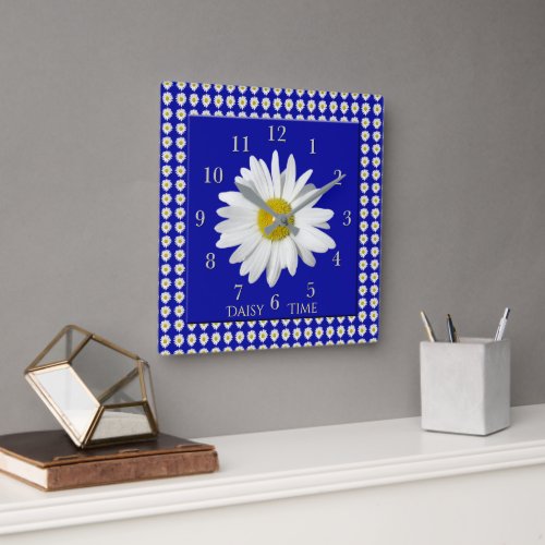 Fresh Daisy Blossom Time Square Wall Clock