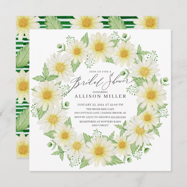 Fresh Daisy Bridal Shower Invitation (Front/Back)