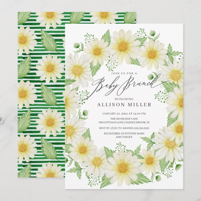 Fresh Daisy Floral Baby Brunch Invitation (Front/Back)