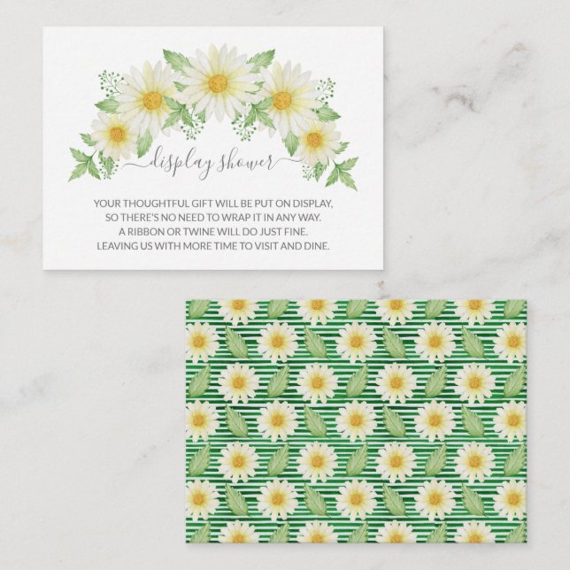 Fresh Daisy Floral Baby Shower Gift Display Enclosure Card (Front/Back)