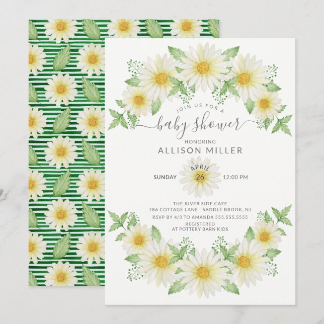 Fresh Daisy Floral Baby Shower Invitation (Front/Back)