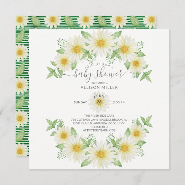 Fresh Daisy Floral Baby Shower Invitation (Front/Back)