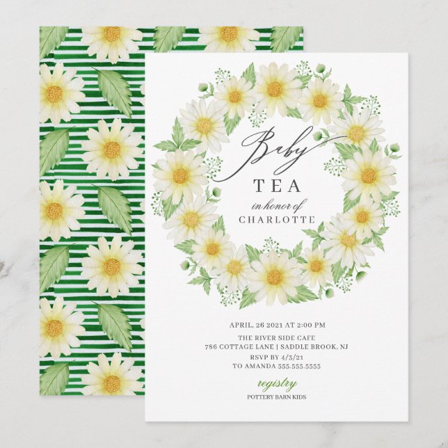 Fresh Daisy Floral Baby Shower Tea Invitation (Front/Back)