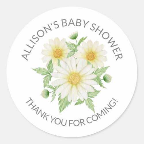 Fresh Daisy Floral Baby Shower Thank You Shower Classic Round Sticker