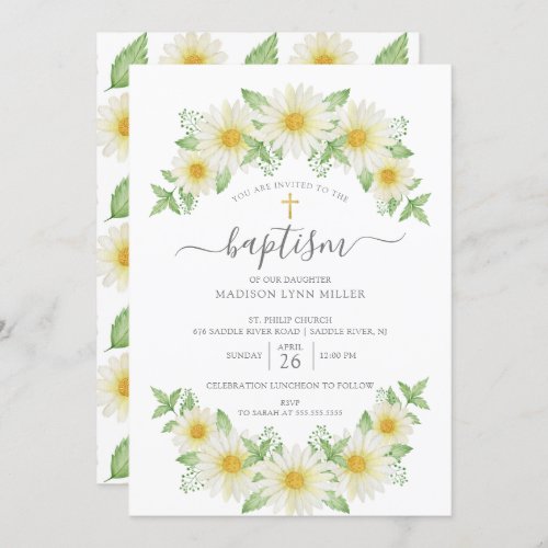 Fresh Daisy Floral Baptism Invitation