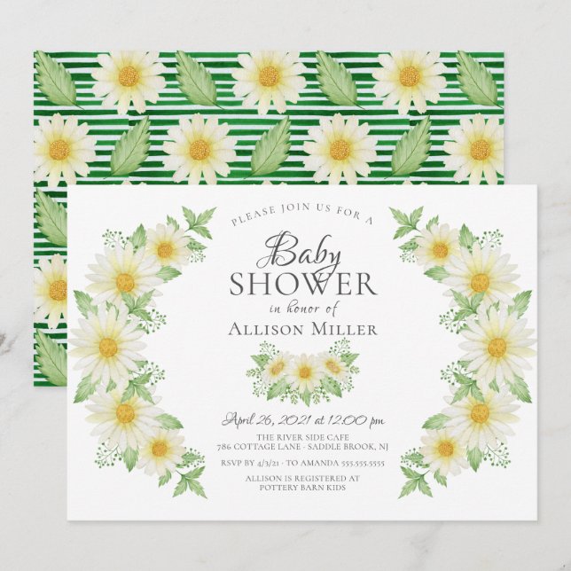 Fresh Daisy Floral Bridal Shower Invitation (Front/Back)