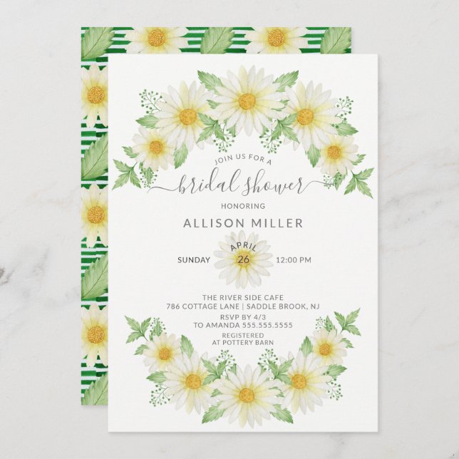 Fresh Daisy Floral Bridal Shower Invitation (Front/Back)