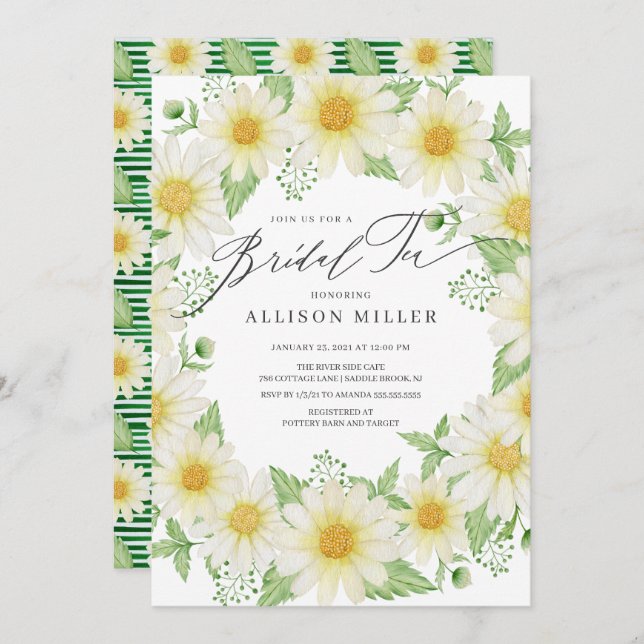 Fresh Daisy Floral Bridal Tea Invitation (Front/Back)