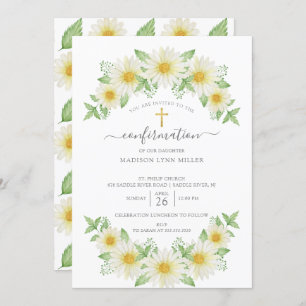 Fresh Daisy Floral Confirmation Invitation