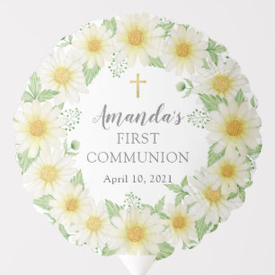 Fresh Daisy Floral  First Communion Balloon