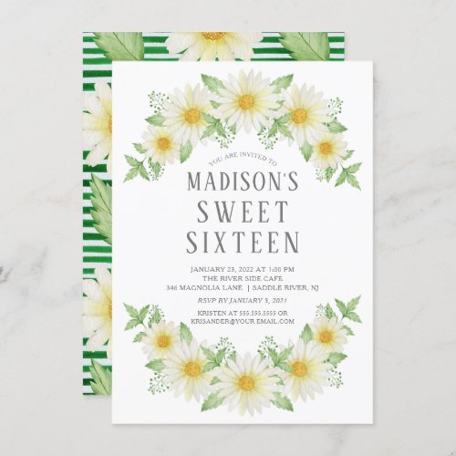 Fresh Daisy Floral Sweet Sixteen Party Invitation