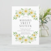 Fresh Daisy Floral Sweet Sixteen Party Invitation (Standing Front)