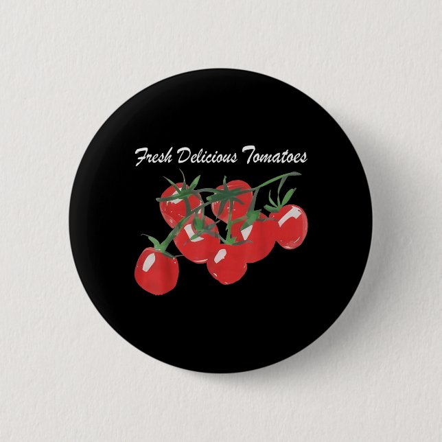 Fresh Delicious Tomatoes Garden Vegetable Summer Button (Front)